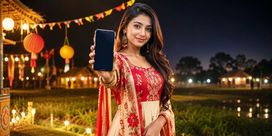 গাজীপুরে পহেলা বৈশাখে মোবাইলে hd444 অ্যাপ ইনস্টল করছেন একজন ব্যবহারকারী