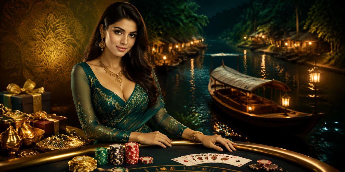 সুন্দরবনের পটভূমিতে একজন বাংলাদেশি গেমার তিন পাতি কার্ড গেম খেলছেন